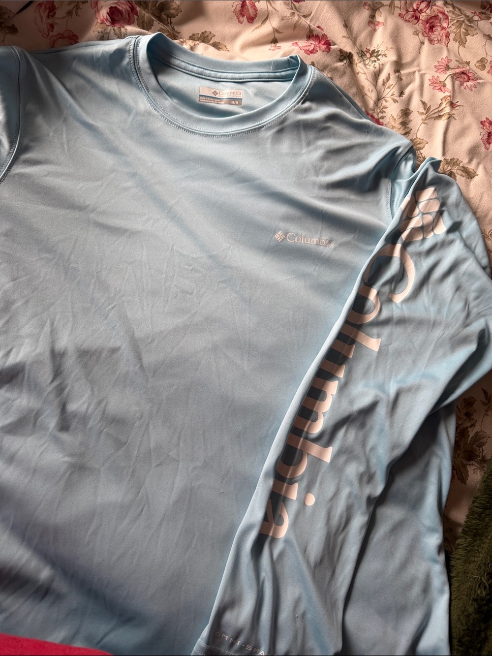 Columbia Light Blue Long Sleeve Performance Tee with Sleeve Logo